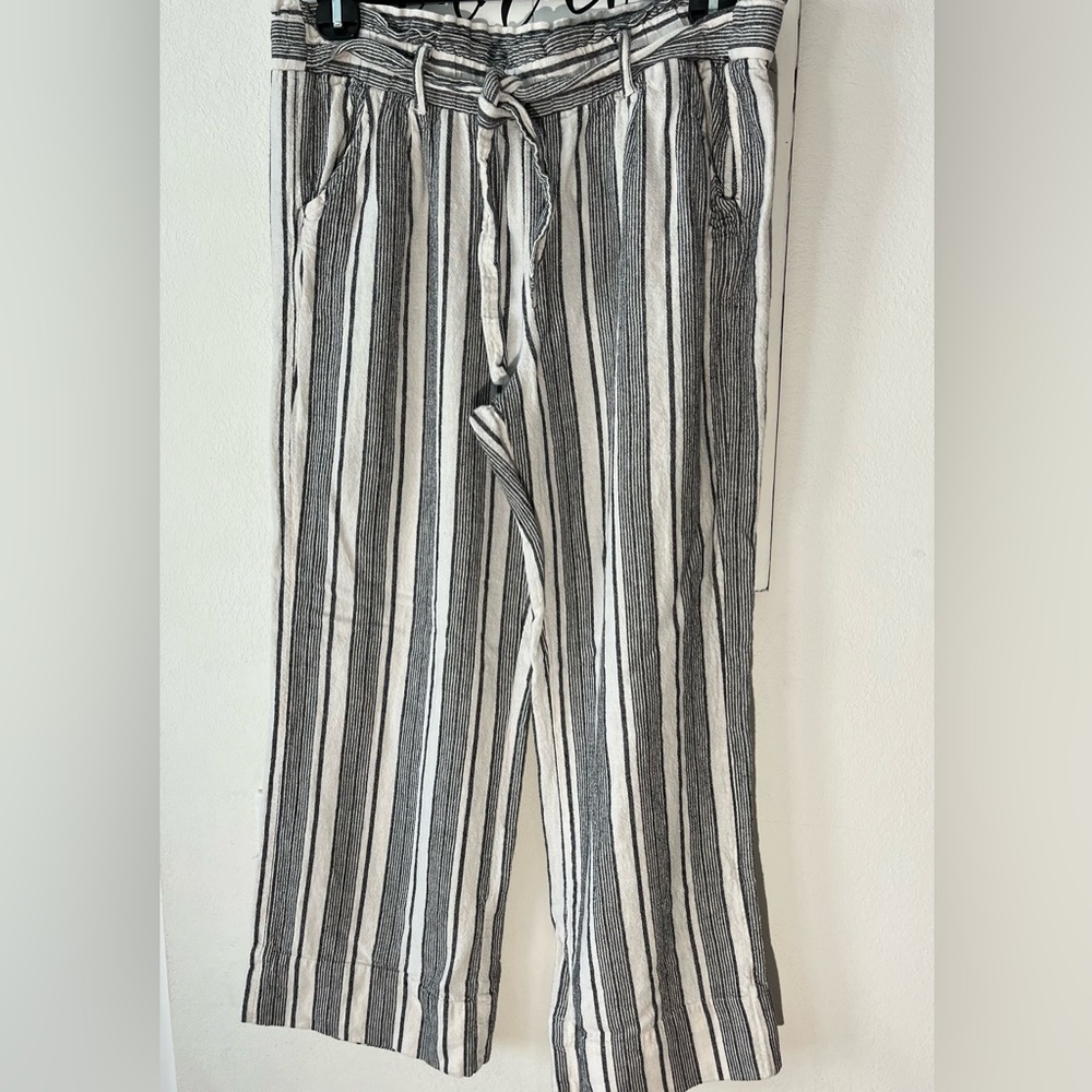 Rewind Dark Blue & White Stripes Linen Pants Women's XL